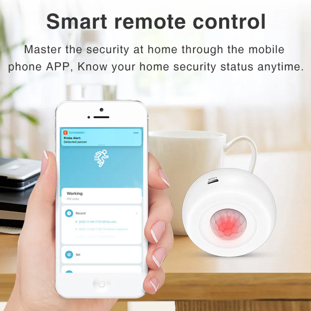 Tuya PIR Motion Sensor WiFi Smart Body Movement Battery Power Passive Infrared Home Security Alarm Detector App No Hub Require