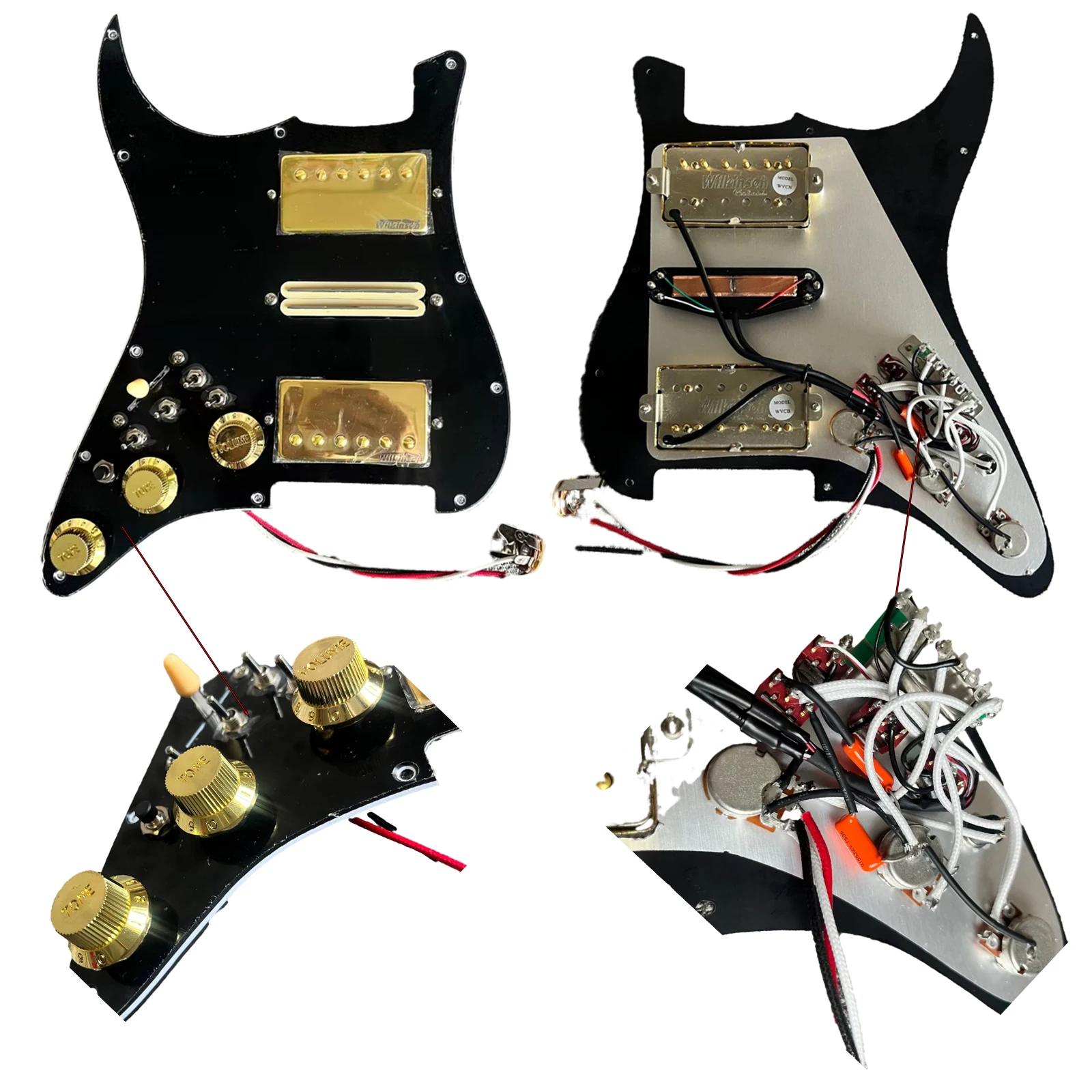 Aggiornamento Della Mano Sinistra Caricato Hsh St Pickguard Set Split Coil Wilkinson Alnico V Pickup 4 Single Cut Toggle Per Chitarra St Style