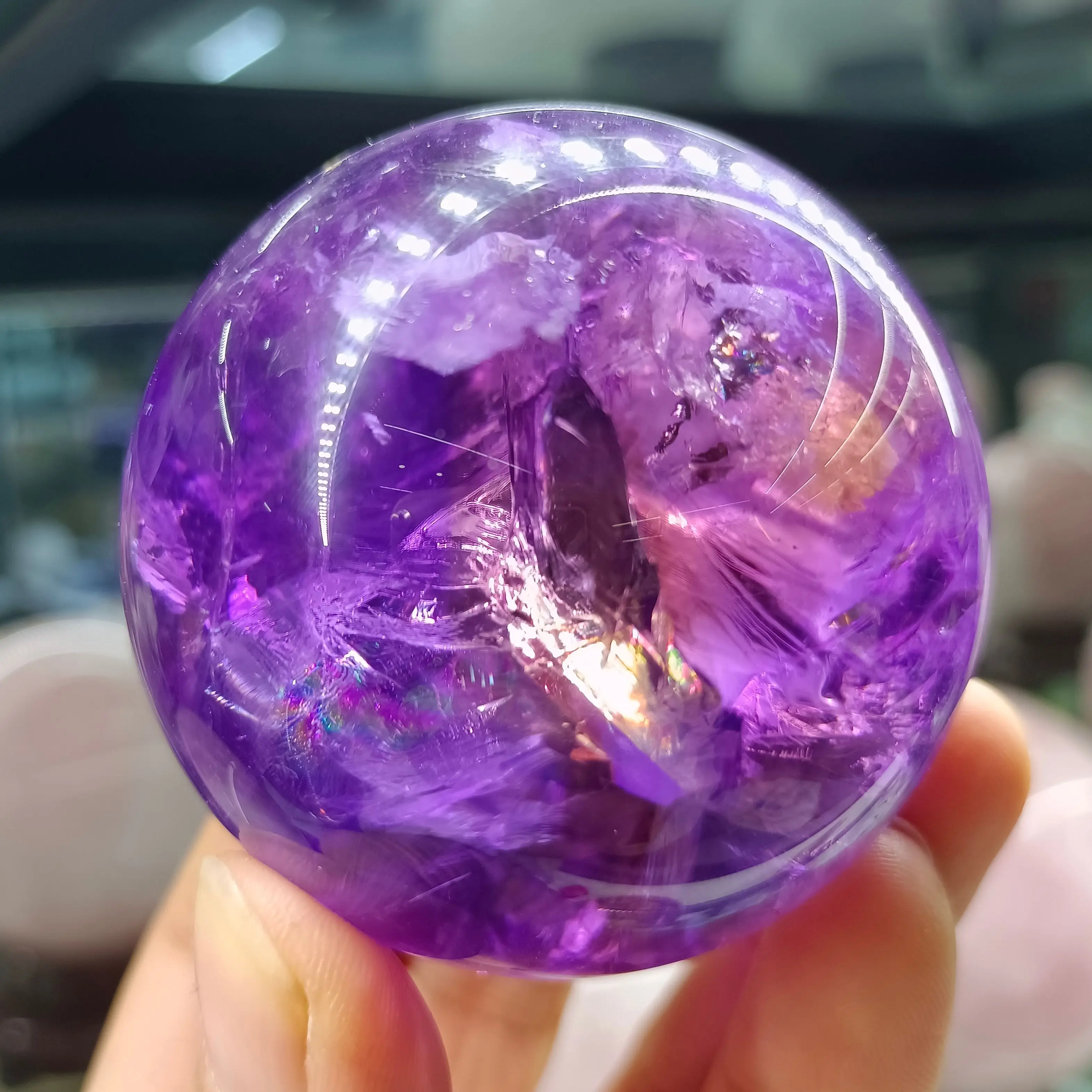 

Nature's Finest Uruguayan Purple Crystal Ball Make Money Mineral Specimen Healing Home Office Demagnetization Decorative Gem