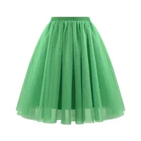 Spring Summer Mini Tulle Skirt Women New High Waist Short Pleated Skirt Solid Color Female Black Green Mesh Casual Skirt Lady 1