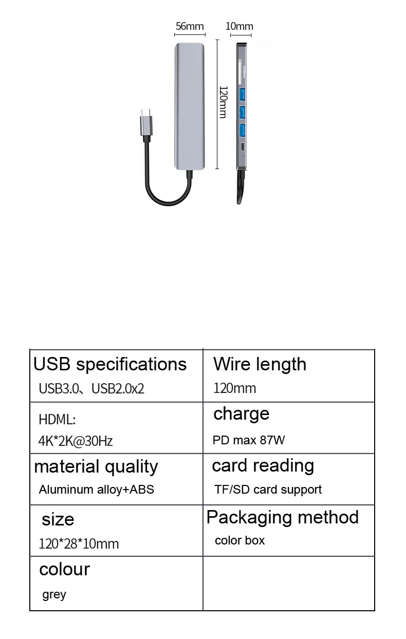 Coolcirc 7 In 1 Type C Aluminum Alloy USB HUB To HDMI-Compatible USB3.0/2.0 Adap