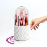 360 Rotating Cosmetics Makeup Brush Organizer with Lid Dustproof Large Capacity Cosmet Holder Box for Jewelry Pen 1PC 1