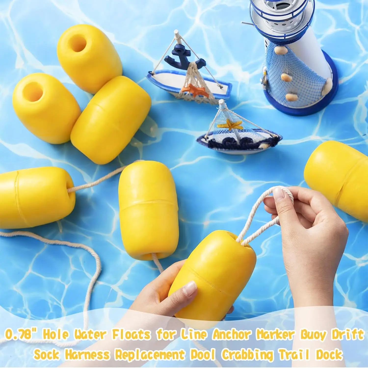 새로운 PVC 카약 앵커 볼 카약 앵커 라인 드리프트 앵커 플로트 부표 수영 로프 보트 수영장 호수 카누 해양 액세서리