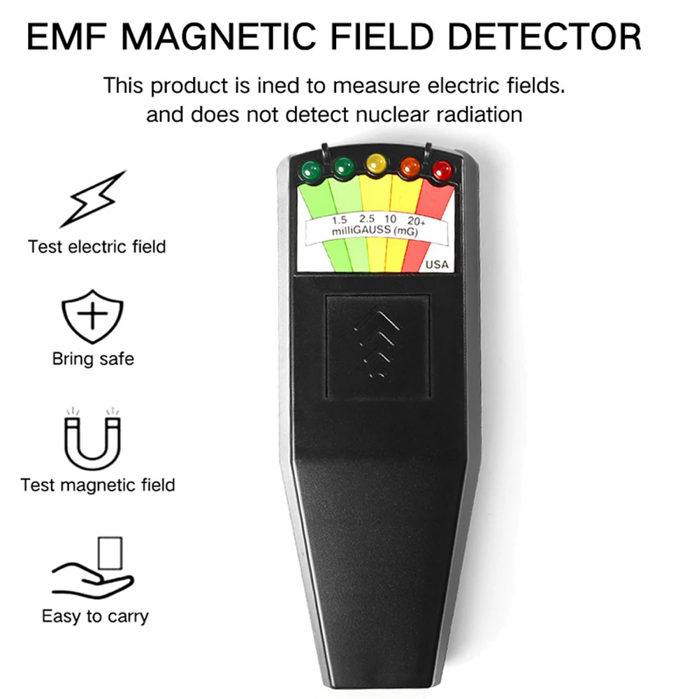 K2 emf meter tester Electromagnetic field EMF Gauss meter Ghost hunting detector Portable EMF magnetic field radiation detector 5 LED Gauss meter