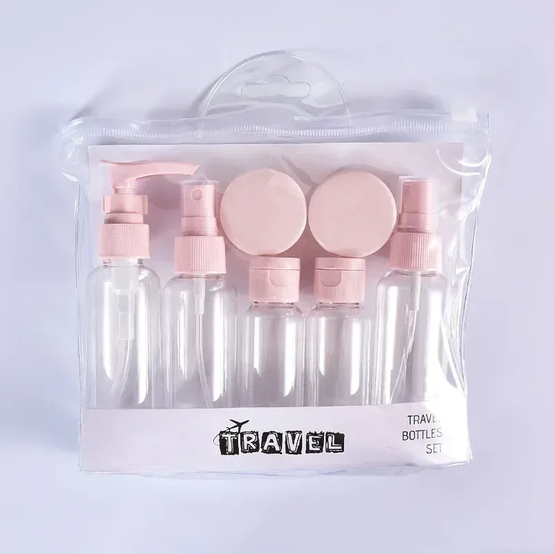 7PCS Travel Bottle Bag Wash Set Makeup Shampoo Body Wash Portable Skin Care Product Hand Cream Refillable Spray Lotion Bottle