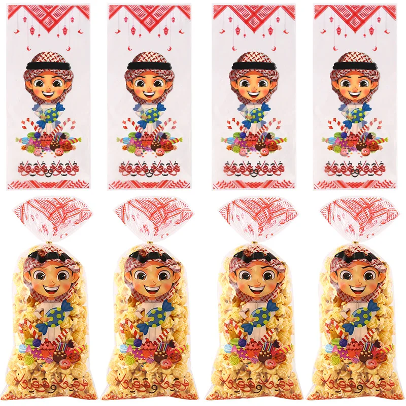 Geschenktüten aus Kunststoff für Eid Mubarak, Süßigkeiten-Keksbeutel, Ramadan-Kareem-Dekoration, islamisches muslimisches Partyzubehör, 50 Stück – Detail 3