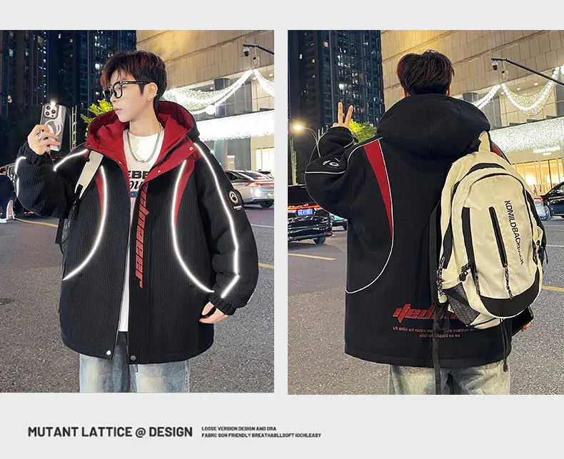 Winter Neue Ankunft Verdicken Polar Fleece Mit Kapuze Mantel für Männer und Jugend Streetwear Baumwolle Gefütterte Jacke Lose Warme Parkas Kleidung – Detail 11