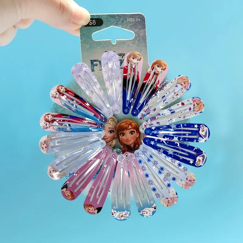 Frozen Disney Hairpins Anime Jewelry Accessor Elsa Anna Kawaii Headwear Fashion Headdress Hairgrip 12pcs