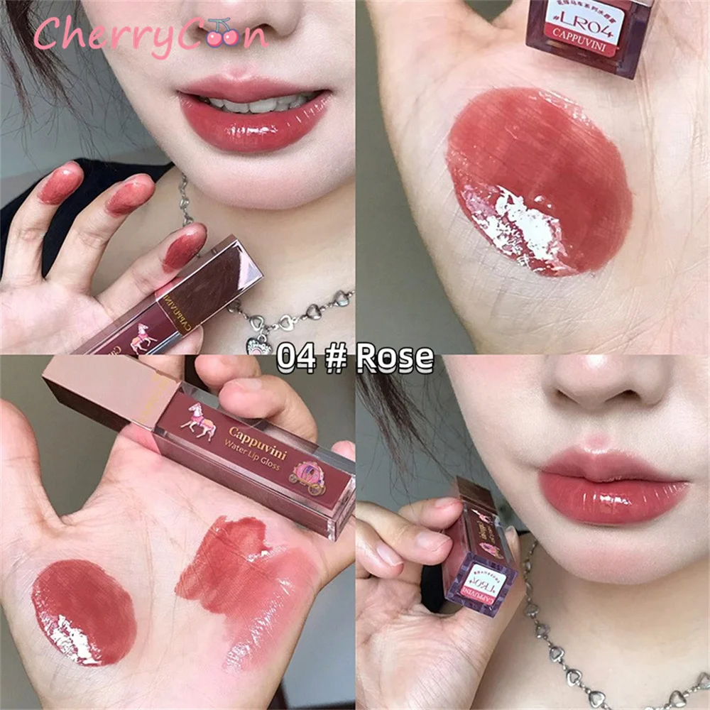 Black Mirror Water Lip Glaze High Gloss Moisturizing Sexy Red Lip Tint Lipstick Makeup Longlasting Color Non-stick Cup Gloss