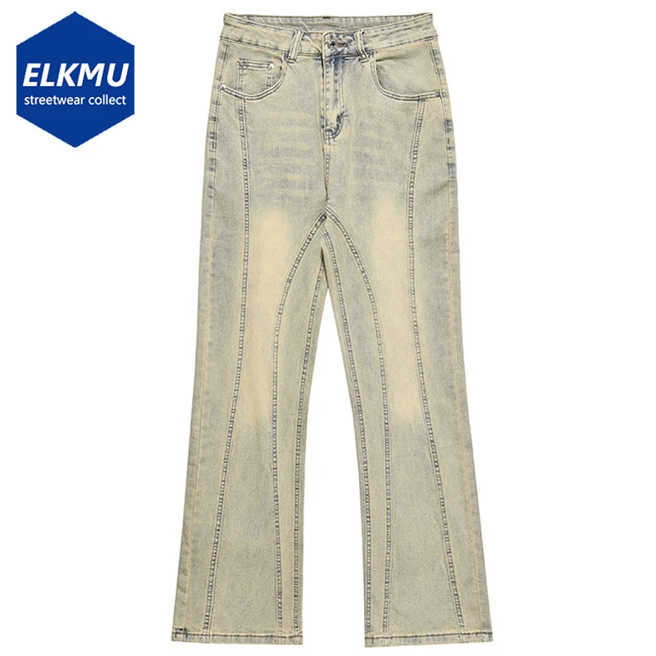 

Men's Vintage Jeans Splicing Baggy Denim Pants Male Loose Casual Straight Jeans Trousers