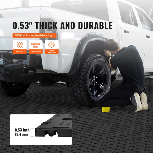 SucceBuy Garage Tiles Interlocking 12in 25/50Pcs Garage Floor Covering Tiles Non-Slip Double-Sided Texture
