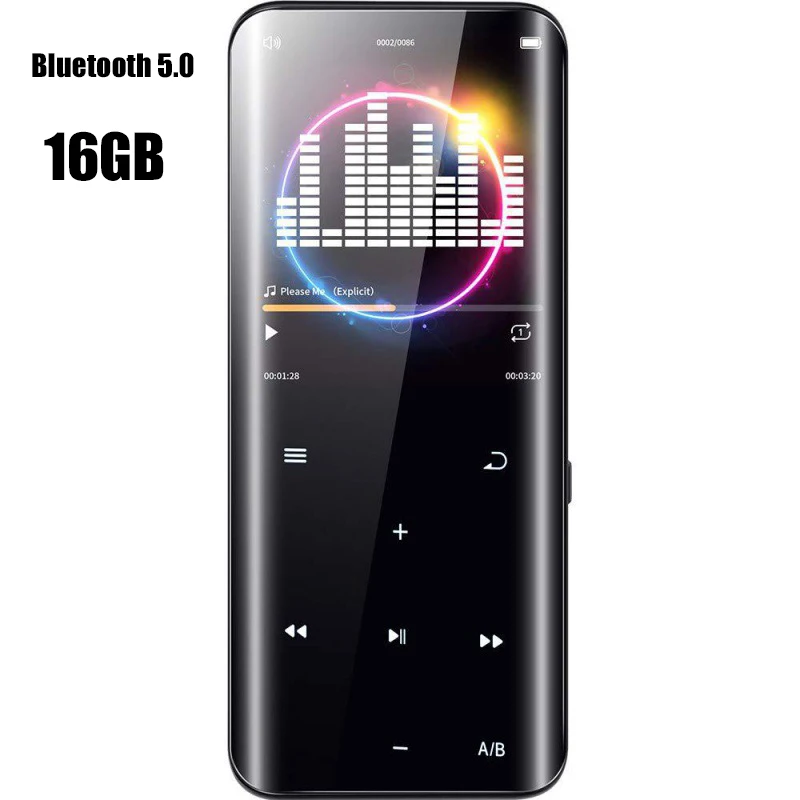 Bluetooth5.0 MP4 Player Full Touch Screen 16GB Music Player Built-in Speaker Support FM Radio Video E-book HiFi Lossless MP3 