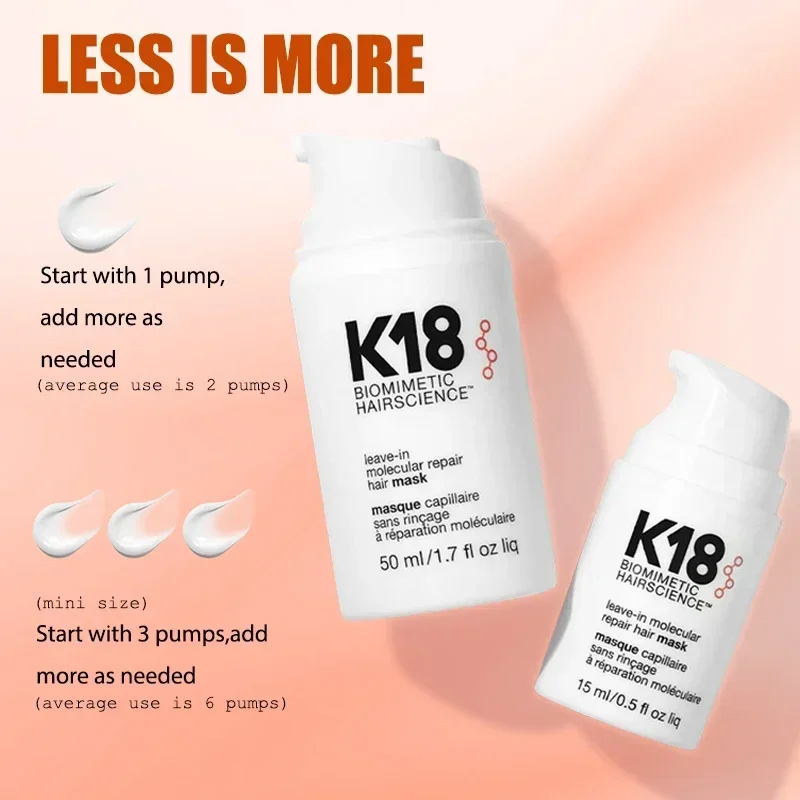 150ml/50ml K18 Leave-in Molecular Hair Mask Original Repair Molecular Damaged Dry Frizz 4-minute Care Moisturizing Treatment