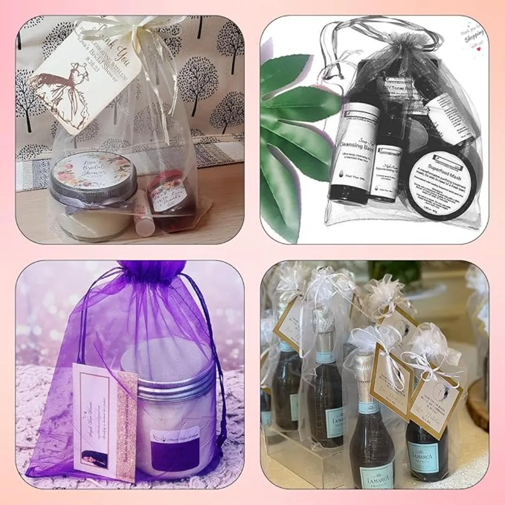 50-300Pcs Organza Gift Bag Sheer Mesh Bags Drawstring Jewelry Bag 7*9 10*15 15*20 20*30cm Christmas Wedding Party Pouches 6