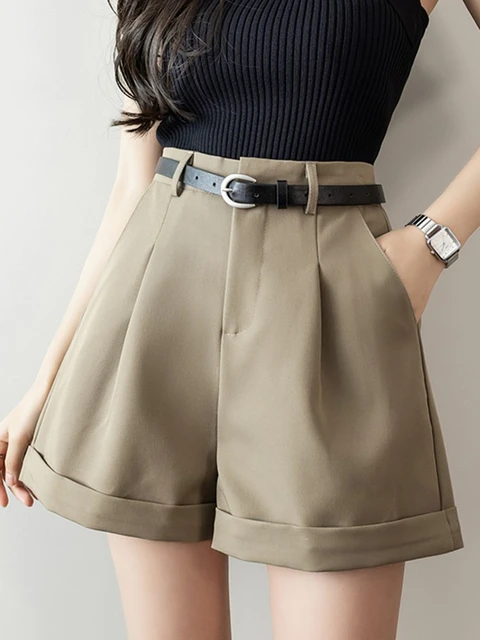 High Waist Short Pants Women New Arrival 2023 Summer Fashion Korean Style  Solid Color All-match Office Lady Casual Shorts W1265 - AliExpress