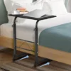 Black Pipe Rack Computer Desk, Side Table Mobile Standing, Adjustable Height & Movable, 60cm Particleboard with Triamine, Modern 3