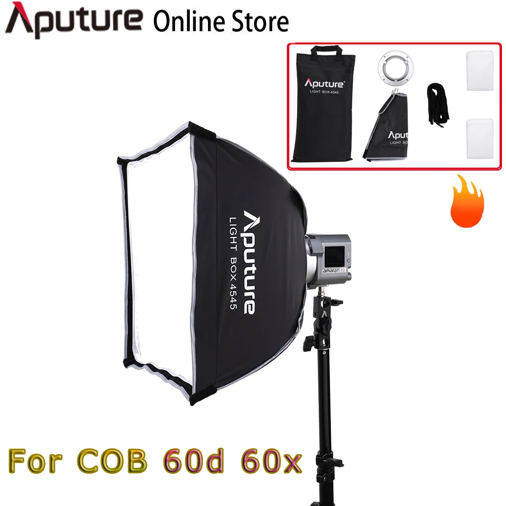 Aputure Light Box 4545 Square Softbox Bowens Mount Per Aputure Amaran Cob 60D 60X Led Fill Light Softbox Set
