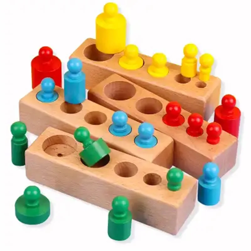 

Baby Montessori Educational Wooden Toys Colorful Socket Cylinder Block Set Kid Early Development Sensorial Material Learning Toy