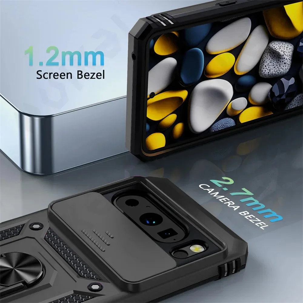 Custodia Protettiva Per Google Pixel 7 Con Anello Porta Carta E Supporto Magnetico – KRAFTCARE, Antiurto, Nero