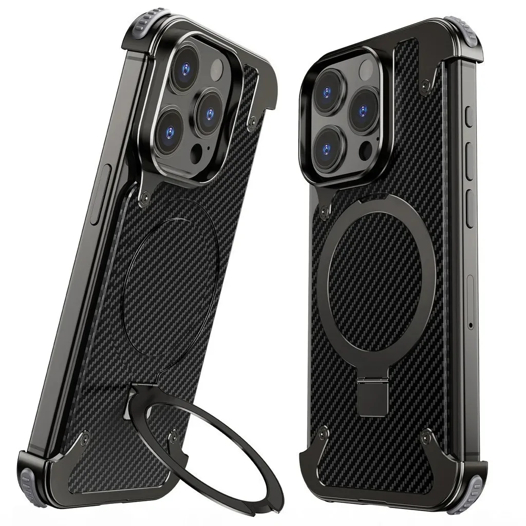 Eary Frameless Case for iPhone 15 Pro 15Plus Compatible Magsafe Magnetic Stand Military-Grade Shockproof Protective Phone Cover