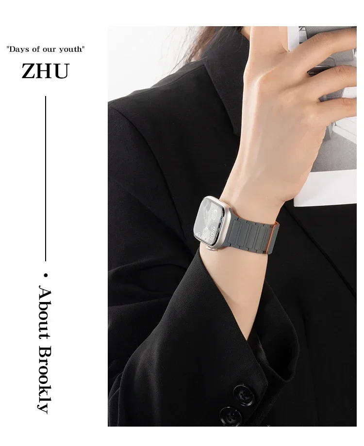 Silikonarmband für Apple Watch 46 mm 42 mm 49 mm 45 mm 41 mm 44 mm 40 mm Magnetband für IWatch Ultra 3/2 Serie 11 10 9 8 7 6 SE 5 – Detail 34