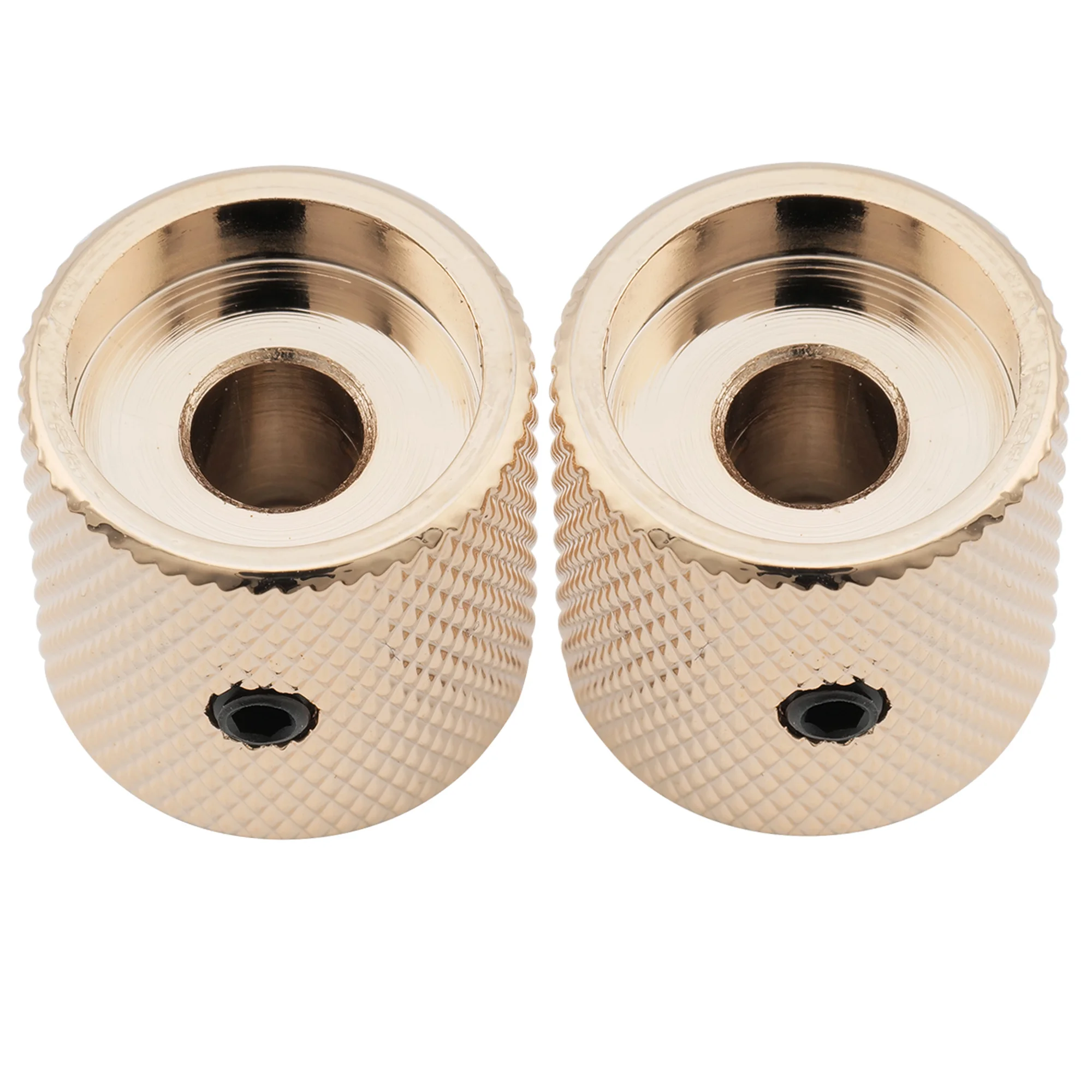 Musiclily Pro 1/4 Zoll fein gerändelte Bedienknöpfe aus Stahl mit flacher Oberseite und Stellschraube für E-Gitarre, Bass (2er-Set) – Detail 14