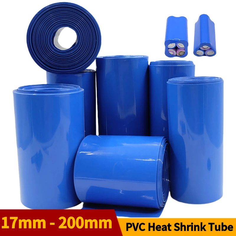 18650 Lithium Battery Heat Shrink Tube Width 17mm ~ 300mm Li-ion Wrap Cover Skin PVC Shrinkable Film Sleeves Insulation Sheath