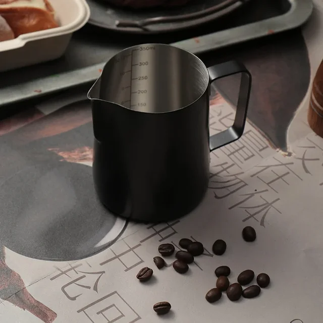 Carafe à Lait Acier Inoxydable 304 350ml Pour Café Carafe à Lait Barista VIER 350ml - Acier Inoxydable 304 - Marque De Mesure Oz/ml - Pour Latte Art, Cappuccino Pot à Lait