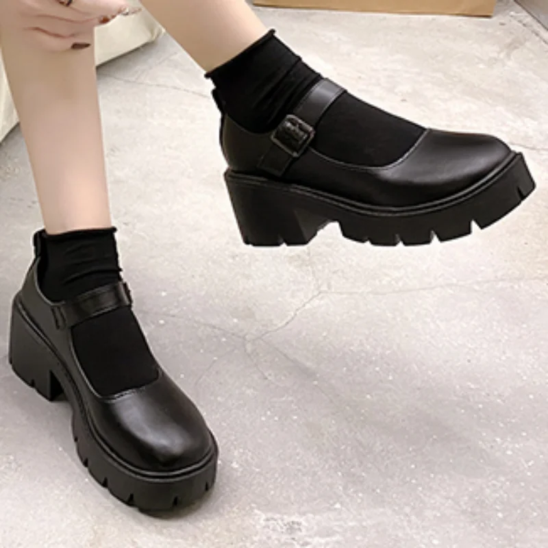 

Женские туфли-лодочки на массивном каблуке, весенние винтажные Туфли Мэри Джейн в стиле «Лолита» для студентов, 2023