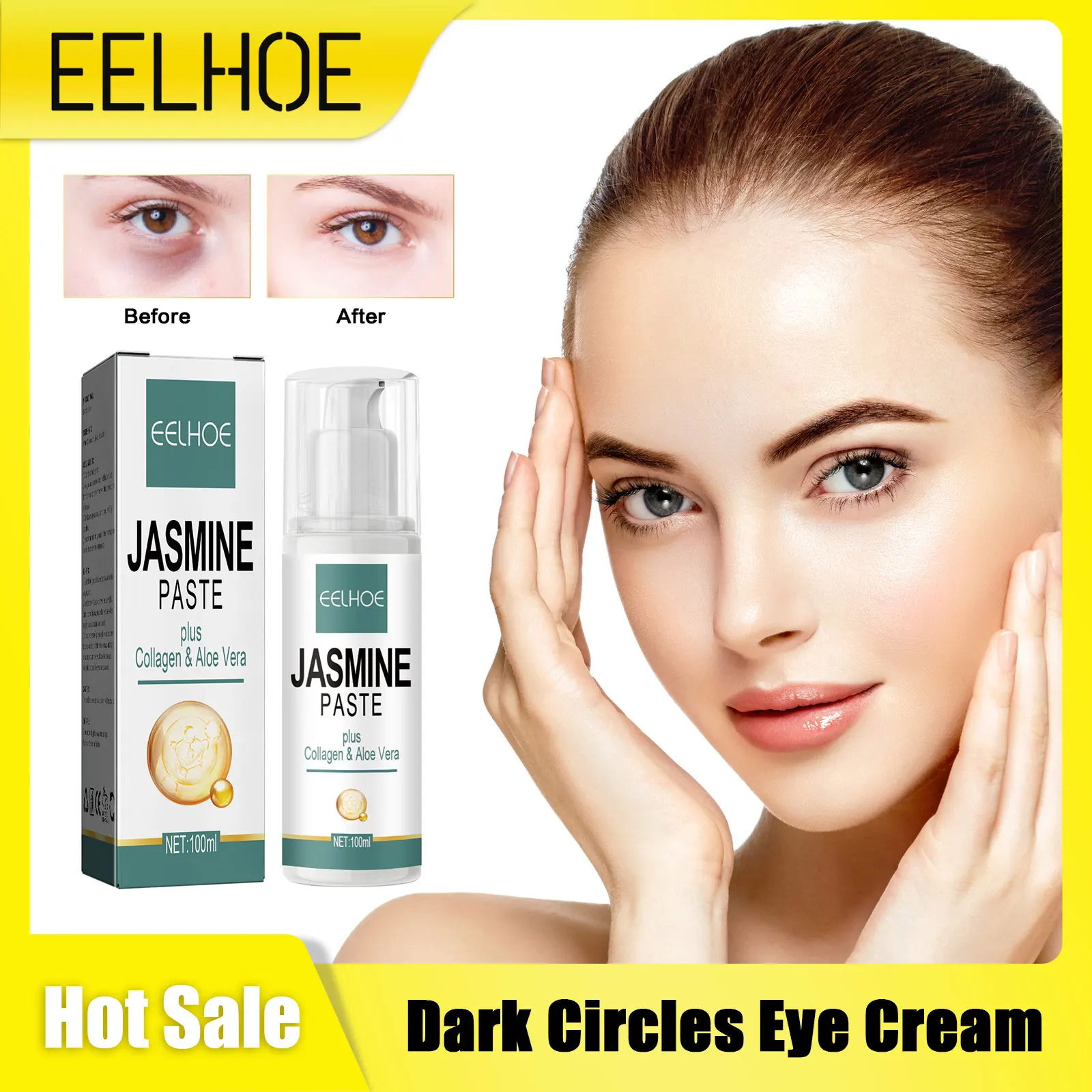 Dark Circles Eye Cream Anti-Wrinkle Reduce Fine Lines Against Aging Eye Bags Removal Puffiness Under the Eye Repair Cream 100ml