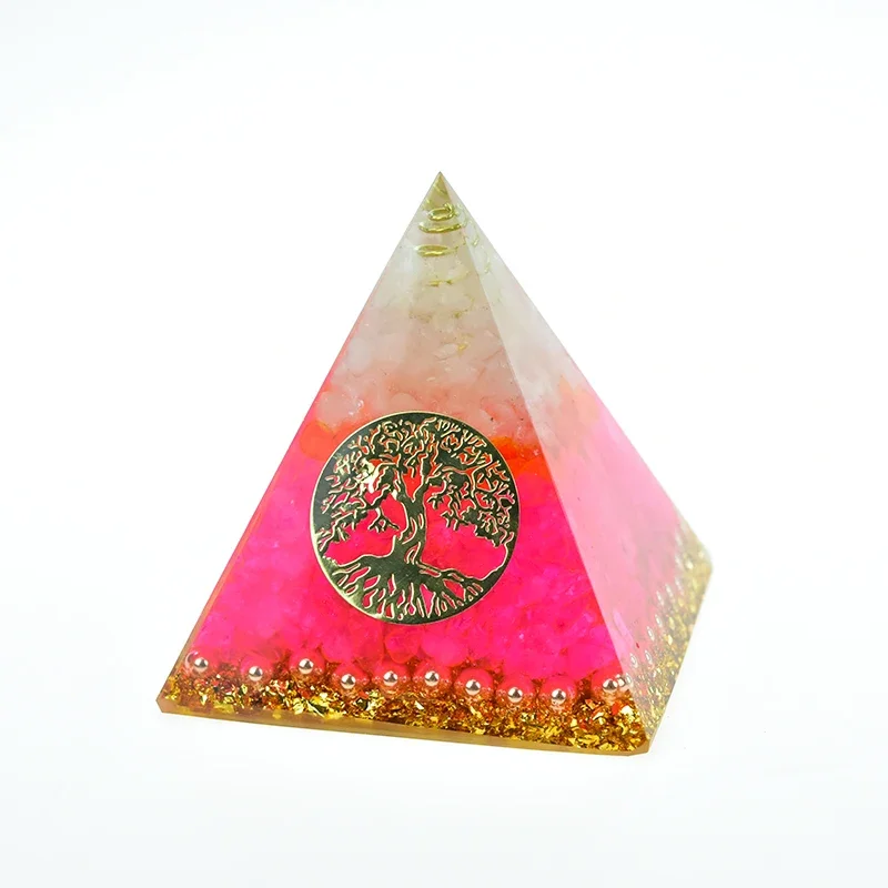 Anahata Chakra Energy Healing Orgonite Pyramid Resin Jewelry Decor Natural Powder Crystal Crafts Tree of Life Crystal Ornaments 1pcs silicone manual three pyramid three cubic silicone pyramid energy tower diy hand craft resin molds for jewelry