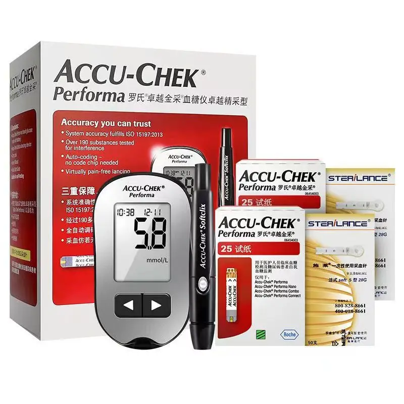 Accu Chek Misuratore Di Glucosio Nel Sangue Test Performa Strisce Reattive Per Glucosio E Lancette Set Kit Monitor Misuratore Di Glucosio Accu Chek