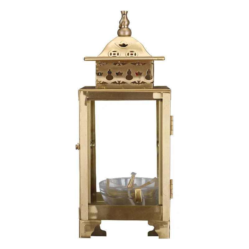 Lanterna Del Cielo In Rame Antivento Buddha Domestico Culto Portalampada Pilota Buddha Lampada Burro Lampada Base Offerta Per Buddha