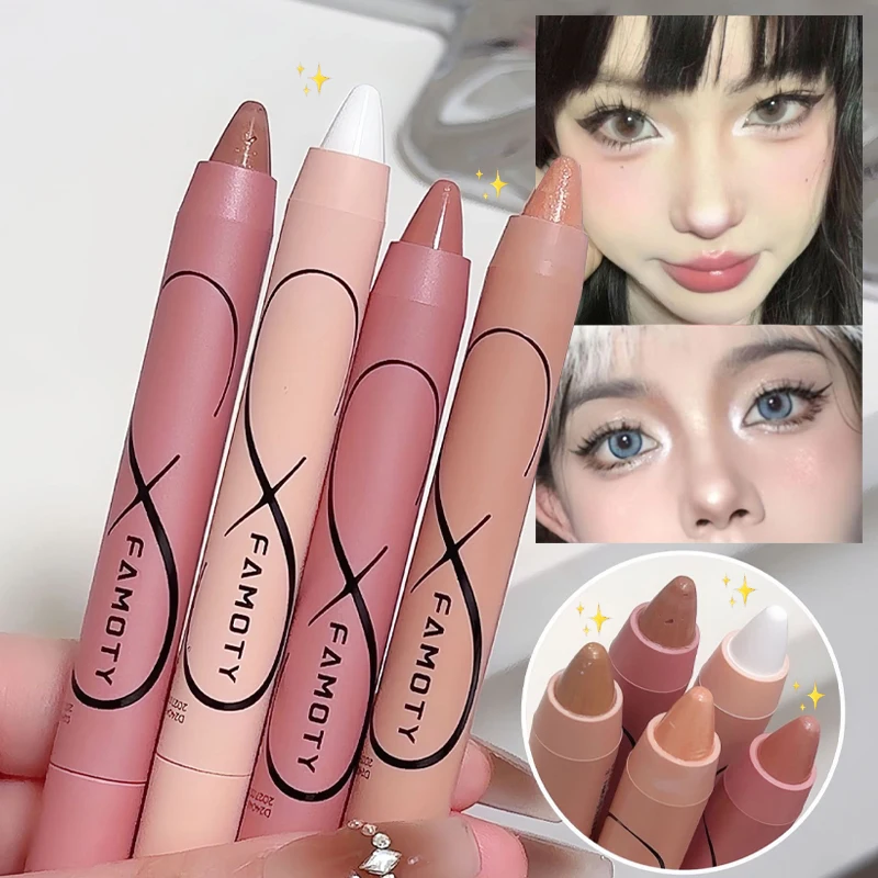 Pearl Lying Silkworm Highlighter Eye Shadow Pen Matte Glitter Eyeshadow Stick White Pearlescent Brightening Eyeliner Cosmetic Eyeshadow Stick Eyeshadow Pen Eyeliner Pencil Eyeshadow Eyeliner