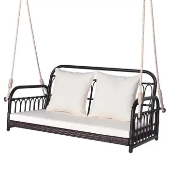 Wicker Hanging Porch Swing 1