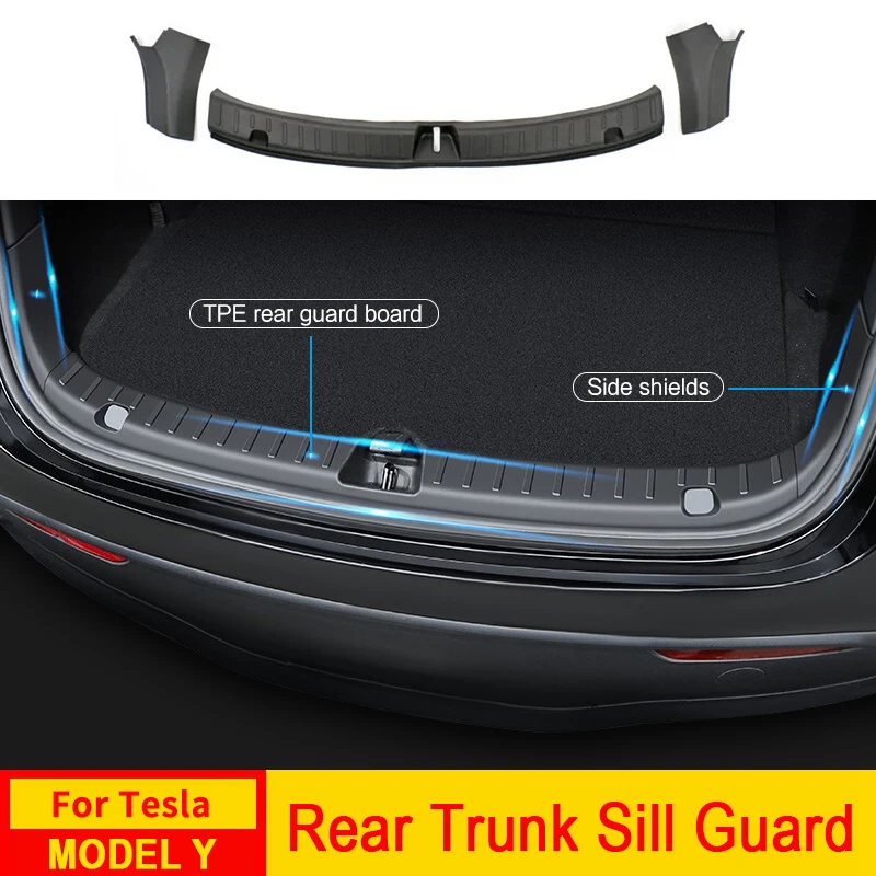 Trunk Protector Guard For Tesla Model Y Anti-Scratch Mat Rear Cargo Threshold Sill Cover Bumper TPE Organizer Pad Accessories