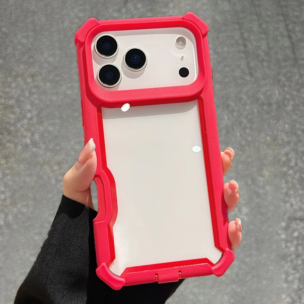 Rugged Shockproof Military Grade Transparent Phone Case with Armor Design