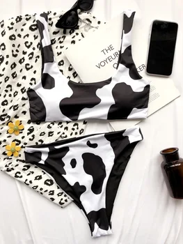 Cow Print Bikini Set Women Cut Out Push Up Swimsuit Brazilian Summer Bathing Suit High Waist Swimwear 3 Cow Print Bikini Set Women Cut Out Push Up Swimsuit Brazilian Summer Bathing Suit High Waist Swimwear