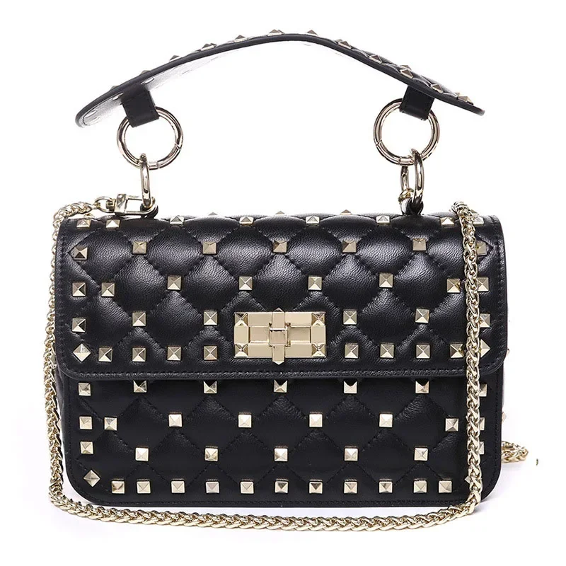 Borse nere con borchie con teschio in metallo alla moda Rivetto gotico Borsa da donna Borsa a tracolla Borse a tracolla di grande capacà  1524