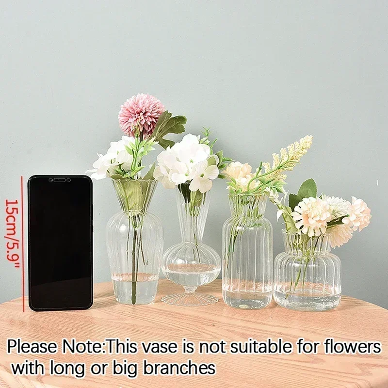 Glass Vase Nordic Glass Flower Vase Flower Bottle for Flowers Transparent Hydroponic Pot Decoration Home Room Decor
