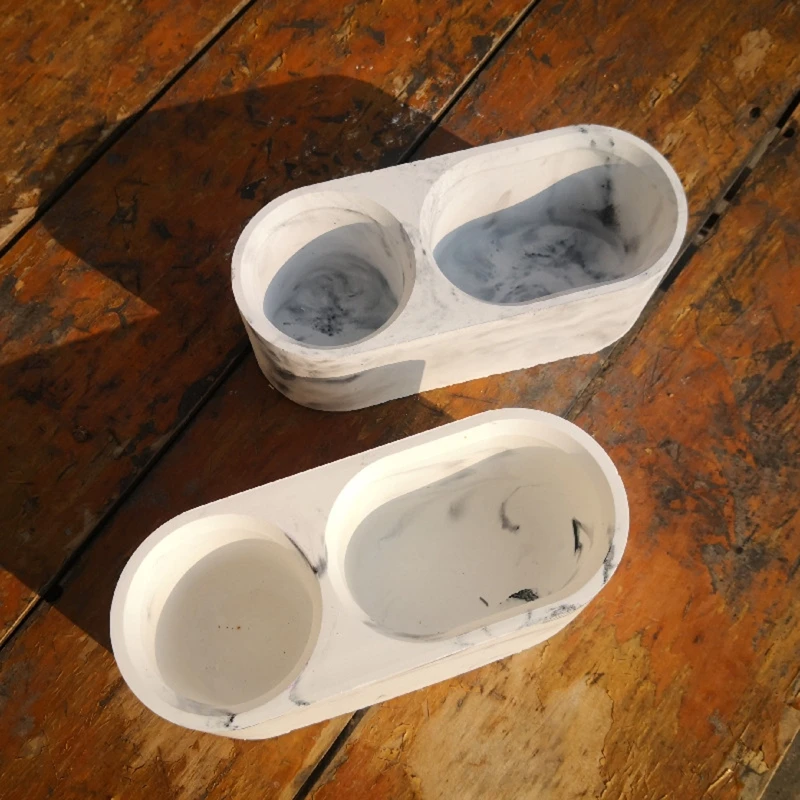 Flower Pot Silicone Mould Double Oval Mould DIY Craft for Small Cactus Seedling