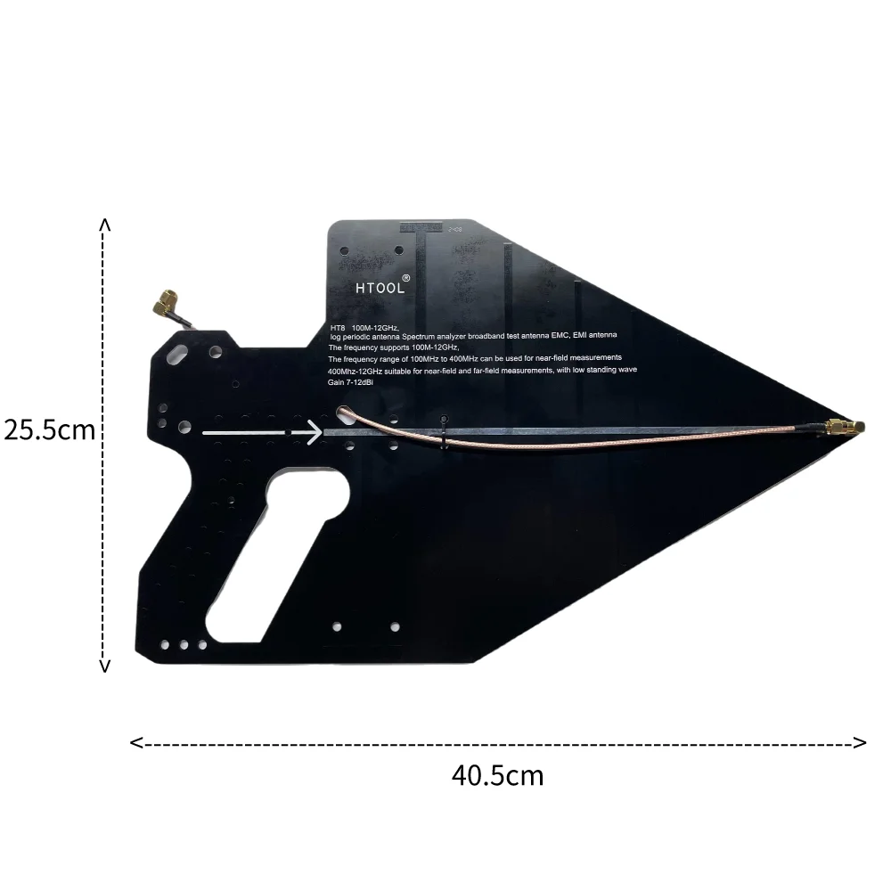 HTOOL HT8 Handle UWB UHF Log Periodic Antenna 100MHz-12GHz Passive Directional PCB Handheld Antenna 50Ω 7-12dBi High Gain SMA 3