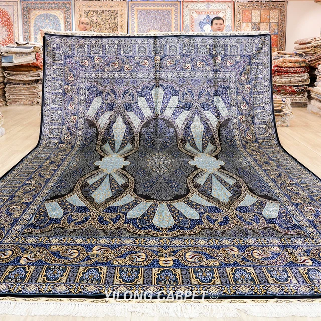 Blue and Gold Intricate Scatter Rug