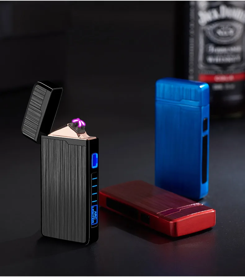 New Dual Arc Windproof Flameless USB Lighter, Plasma Lighter with LED Power Display images - 6