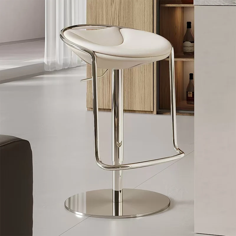 Simple White Lounge Bar Stool Portable High Beauty Metal Bistro Bar Chair Kitchen Swivel Comfortable Banqueta Home Furniture