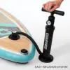 Inflatable Stand Up Paddle Board With Stable Non-Slip EVA Deck Gradient Light Wood Grain Design Tri-Fin System High Weight Capacity And Complete Kit Including Paddle Backpack Pump For Family Water Sports