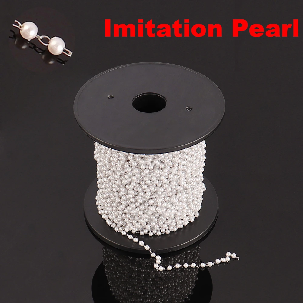 1 Meter Plastic Pearl Chain Stainless Steel Chain for Jewelry Making Supplies Accessories Eyeglasses Chain DIY Jewelry Findings 