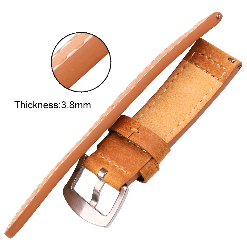 Genuine Leather Watchbands Soft Quick Release Cowhide Watch Strap Women Men 18mm 20mm 22mm 24mm Wrist Band Gift