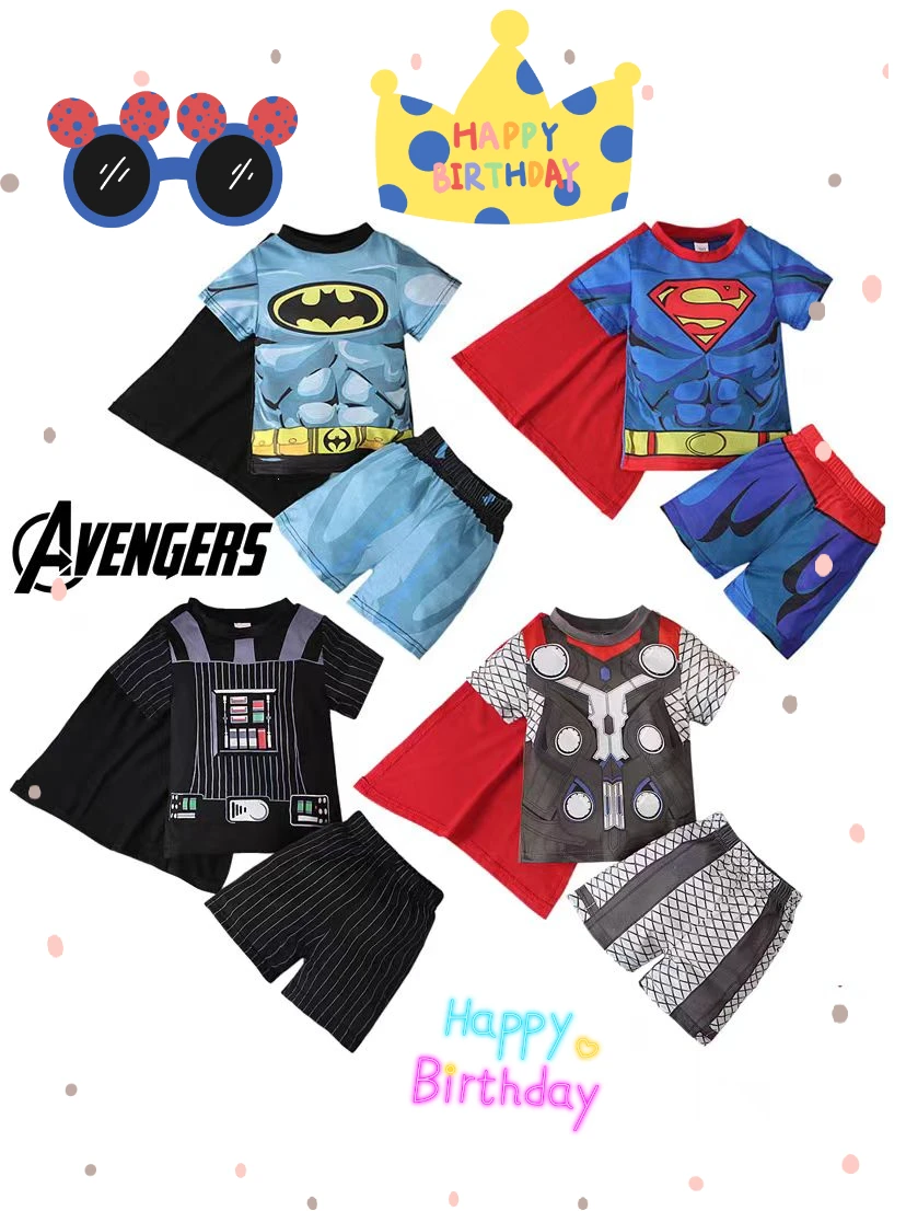 New Marvel Avengers Superhero Costume for Kids Spiderman Iron Man Cotton Pajamas Suit Boys Long Sleeve Christmas Sleepwear Sets