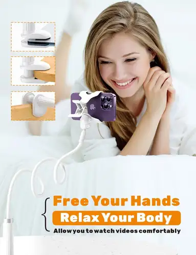 Gooseneck Bed Cell Phone Holder,Lazy Holder 35.4 Inch,Universal Cell Phone Clip Holder,Flexible Long Arm Cell Phone Holder - Image 5